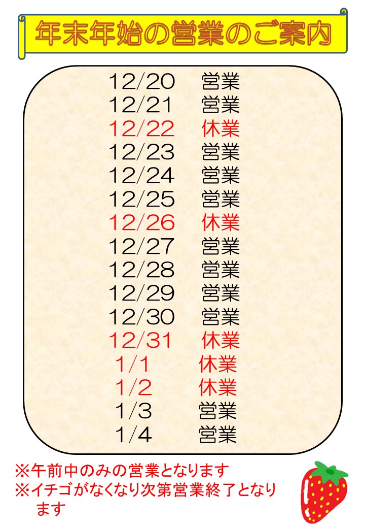イチゴ年末年始